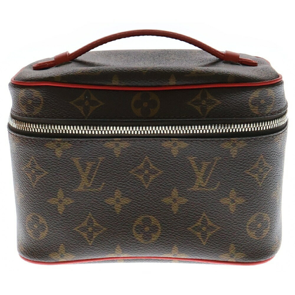 LOUIS VUITTON Monogram Macassar Brown Nice Leather Vanity Bag Brown Red